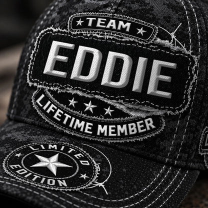 EDDIE TC03 HH79  Personalized Black Camo Baseball Cap, Custom Name Family Hat
