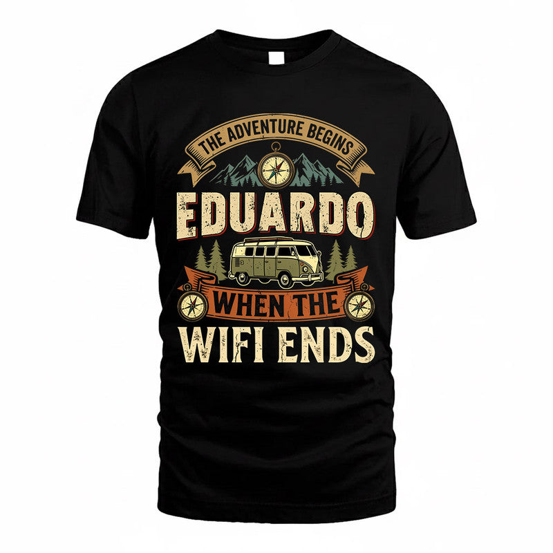EDUARDO TT898-K6-229 – Personalized Funny Camping Quote Apparel “The Adventure Begins When The WiFi Ends”