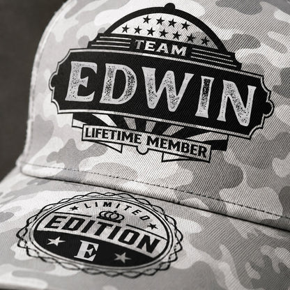 EDWIN TC01 HH79 Team Your Name Hat, Personalized Camo Baseball Cap, Custom Family Gift, Gift for Him Her