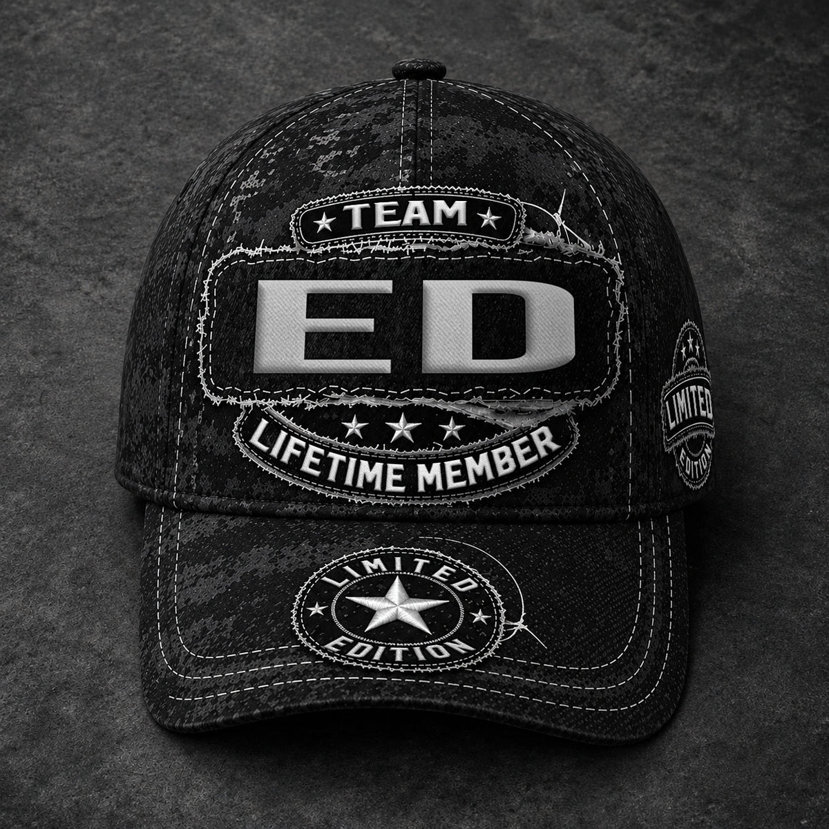 ED TC03 HH79  Personalized Black Camo Baseball Cap, Custom Name Family Hat