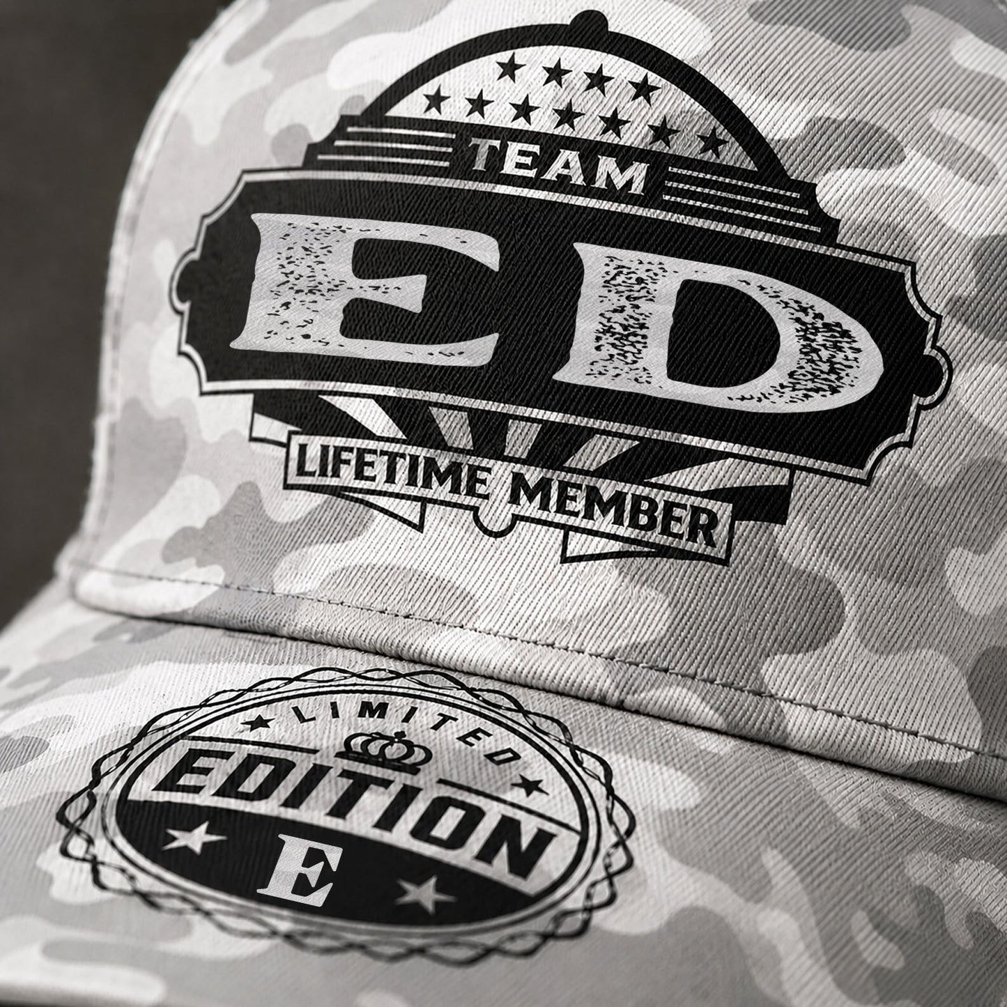 ED TC01 HH79 Team Your Name Hat, Personalized Camo Baseball Cap, Custom Family Gift, Gift for Him Her