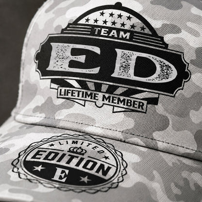 ED TC01 HH79 Team Your Name Hat, Personalized Camo Baseball Cap, Custom Family Gift, Gift for Him Her