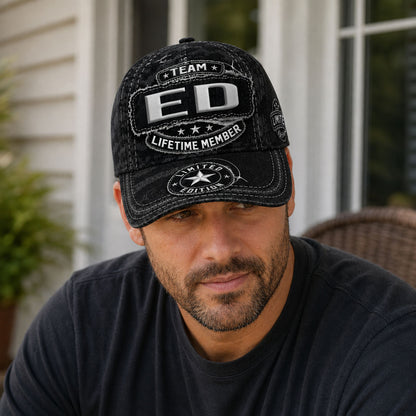 ED TC03 HH79  Personalized Black Camo Baseball Cap, Custom Name Family Hat