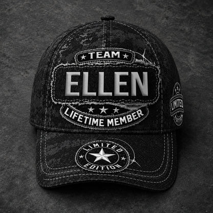 ELLEN TC03 HH79  Personalized Black Camo Baseball Cap, Custom Name Family Hat