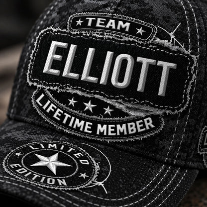 ELLIOTT TC03 HH79  Personalized Black Camo Baseball Cap, Custom Name Family Hat