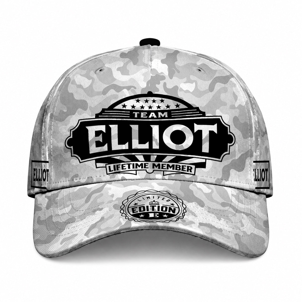 ELLIOT TC01 HH79 Team Your Name Hat, Personalized Camo Baseball Cap, Custom Family Gift, Gift for Him Her