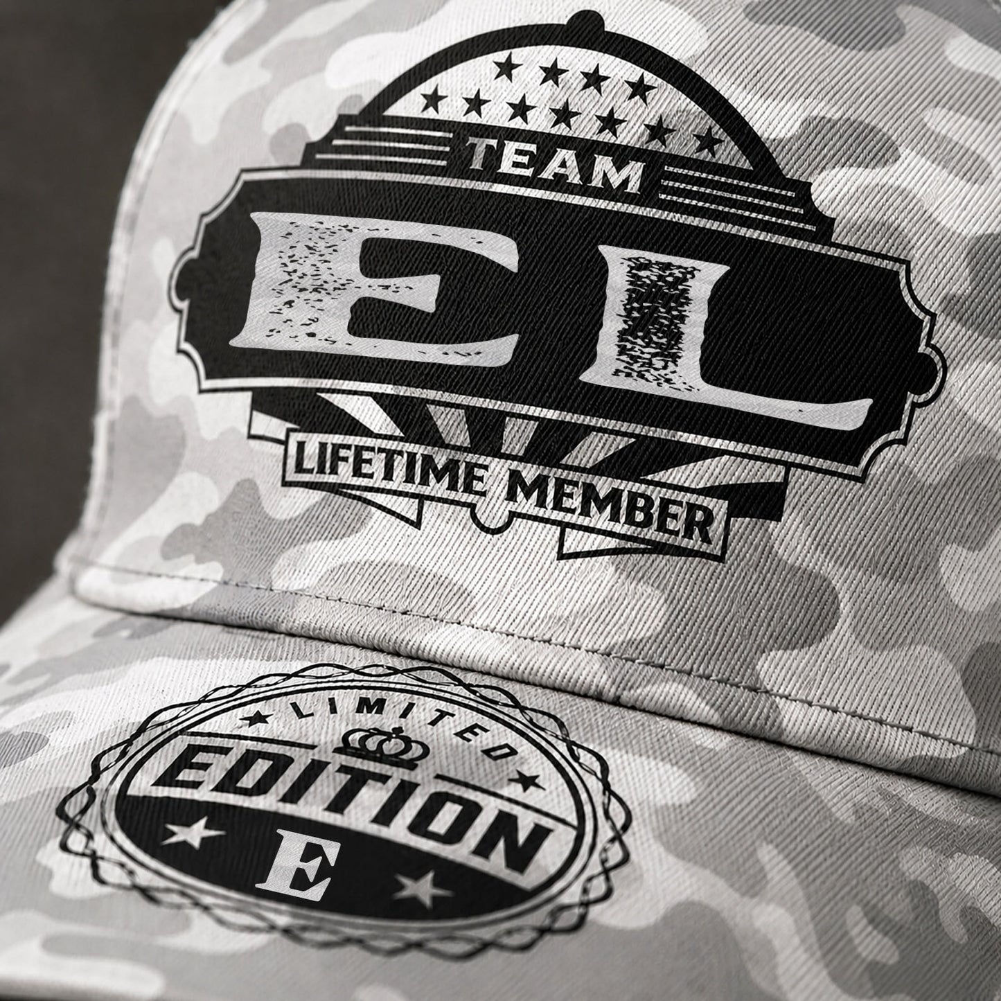 EL TC01 HH79 Team Your Name Hat, Personalized Camo Baseball Cap, Custom Family Gift, Gift for Him Her