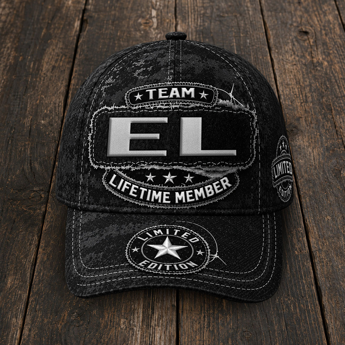 EL TC03 HH79  Personalized Black Camo Baseball Cap, Custom Name Family Hat