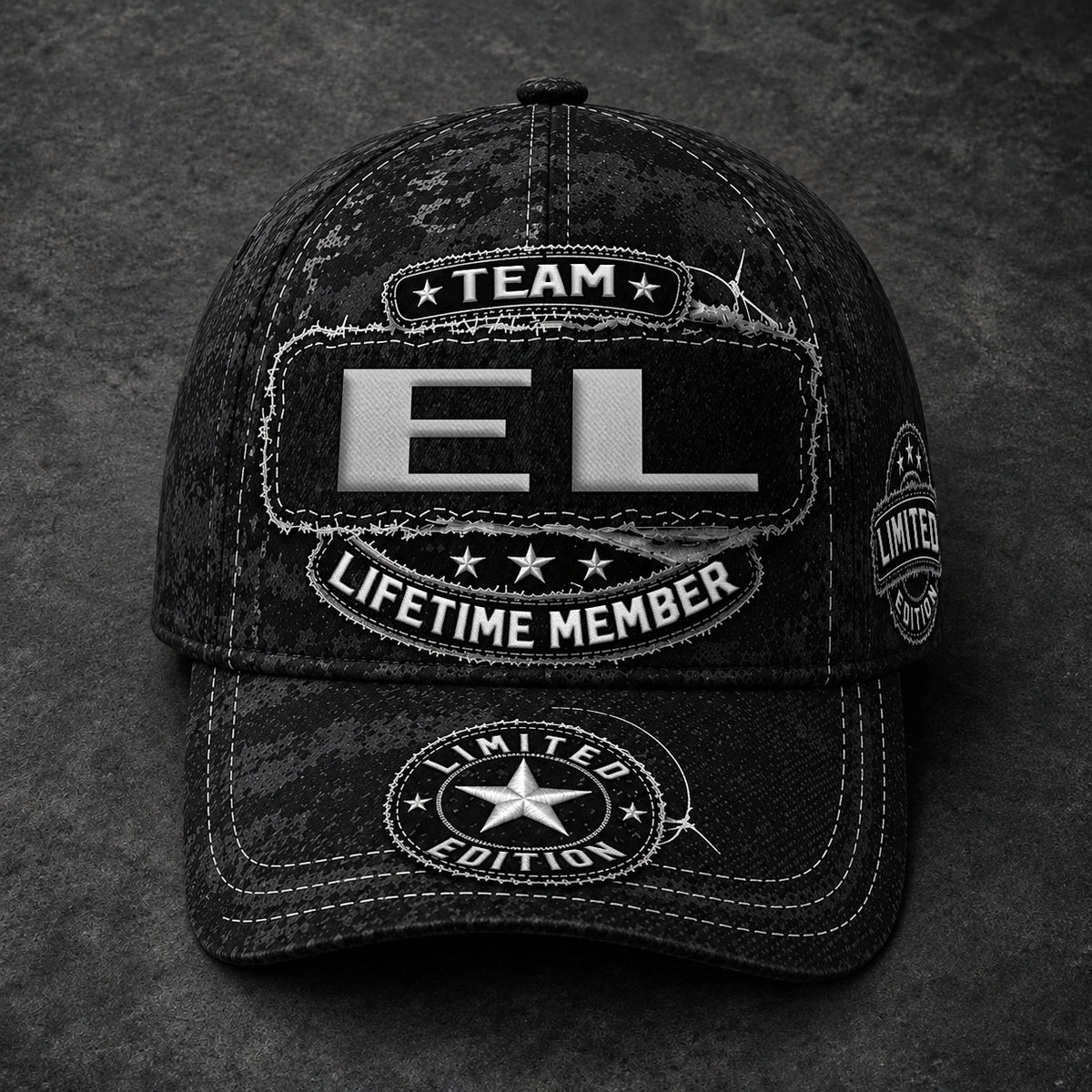 EL TC03 HH79  Personalized Black Camo Baseball Cap, Custom Name Family Hat