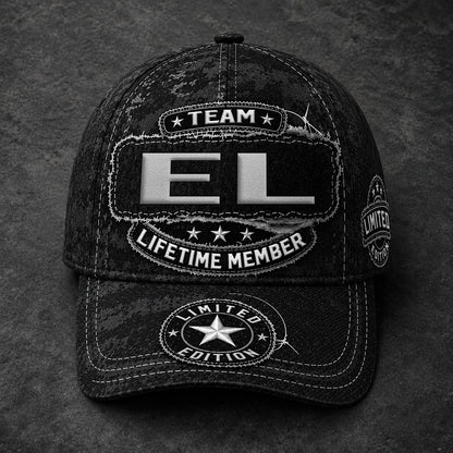 EL TC03 HH79  Personalized Black Camo Baseball Cap, Custom Name Family Hat