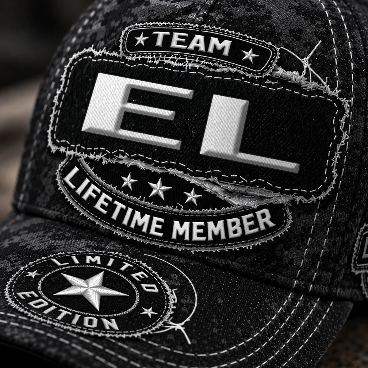 EL TC03 HH79  Personalized Black Camo Baseball Cap, Custom Name Family Hat