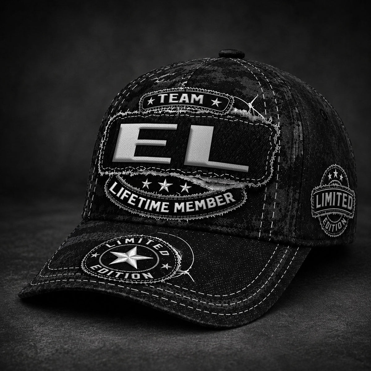 EL TC03 HH79  Personalized Black Camo Baseball Cap, Custom Name Family Hat