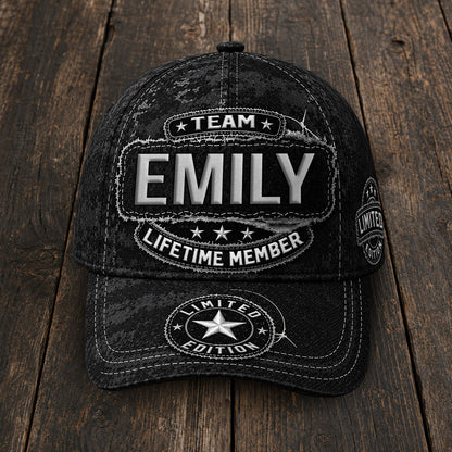 EMILY TC03 HH79  Personalized Black Camo Baseball Cap, Custom Name Family Hat