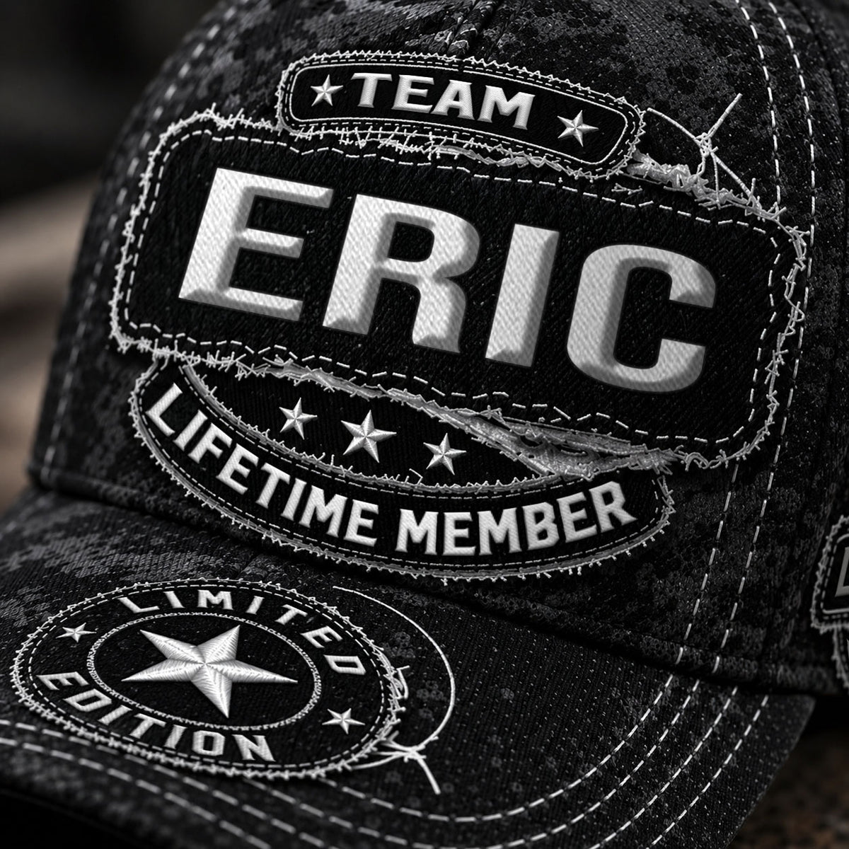 ERIC TC03 HH79  Personalized Black Camo Baseball Cap, Custom Name Family Hat