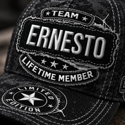 ERNESTO TC03 HH79  Personalized Black Camo Baseball Cap, Custom Name Family Hat