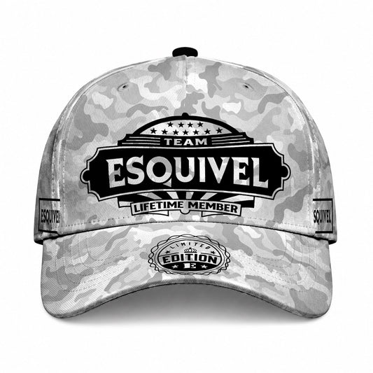 ESQUIVEL TC01 HH79 Team Your Name Hat, Personalized Camo Baseball Cap, Custom Family Gift, Gift for Him Her