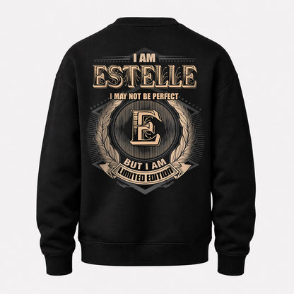 ESTELLE 2K-101–Personalized Name Quote Apparel “I Am NAME May Not Be Perfect But I Am Limited Edition”