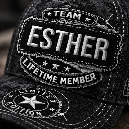 ESTHER TC03 HH79  Personalized Black Camo Baseball Cap, Custom Name Family Hat