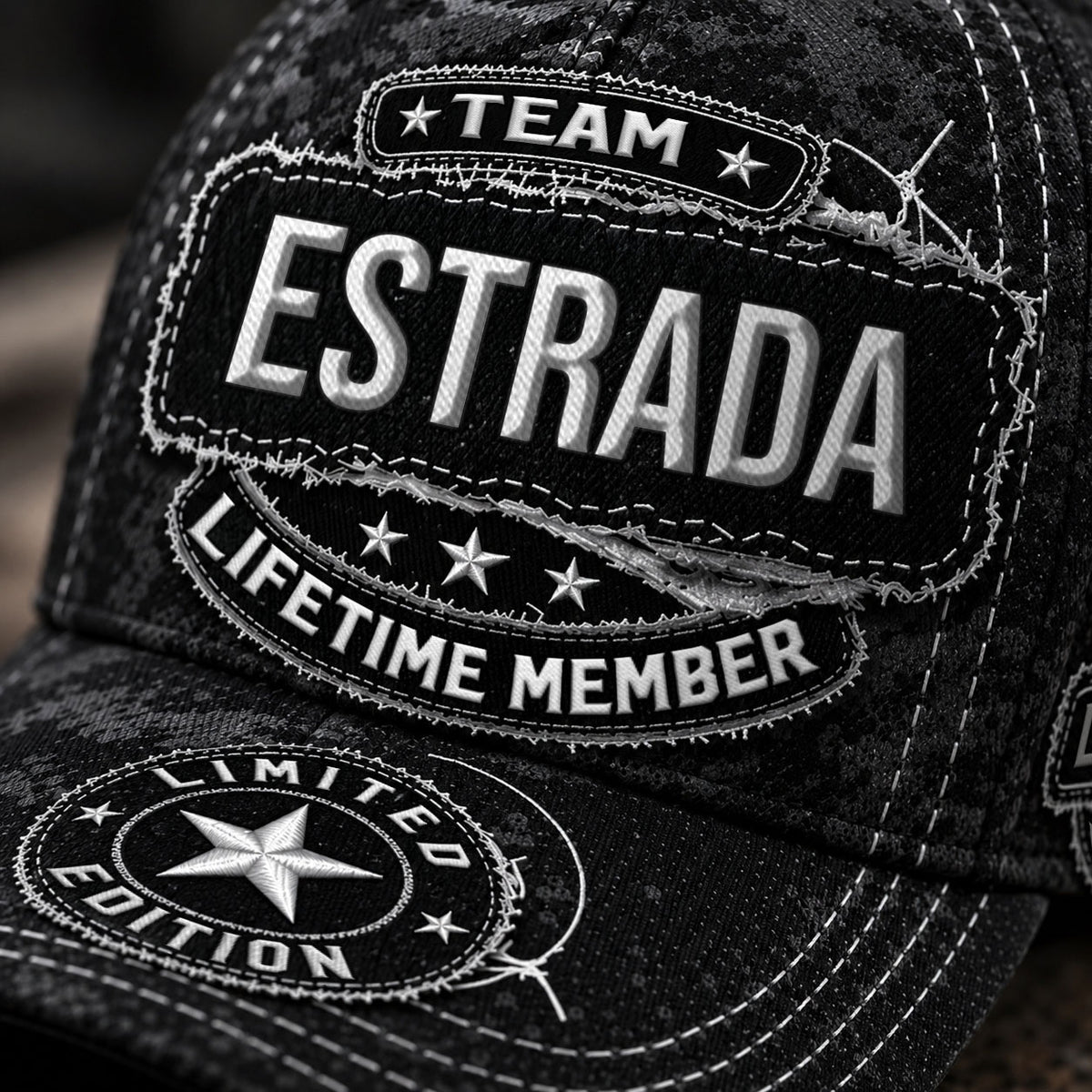 ESTRADA TC03 HH79  Personalized Black Camo Baseball Cap, Custom Name Family Hat