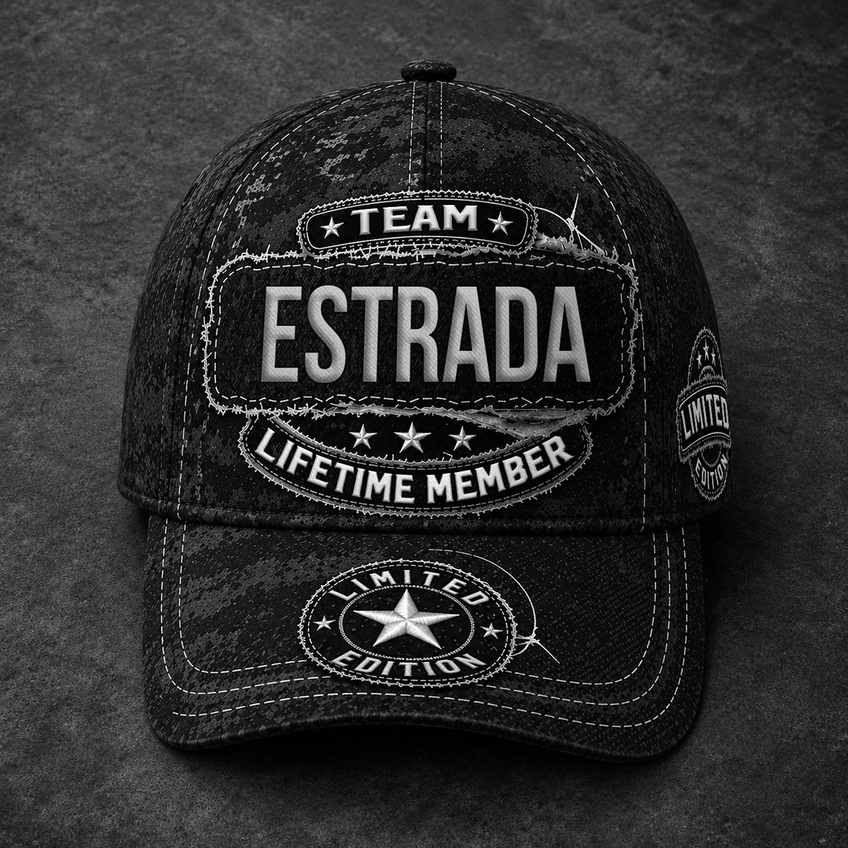 ESTRADA TC03 HH79  Personalized Black Camo Baseball Cap, Custom Name Family Hat