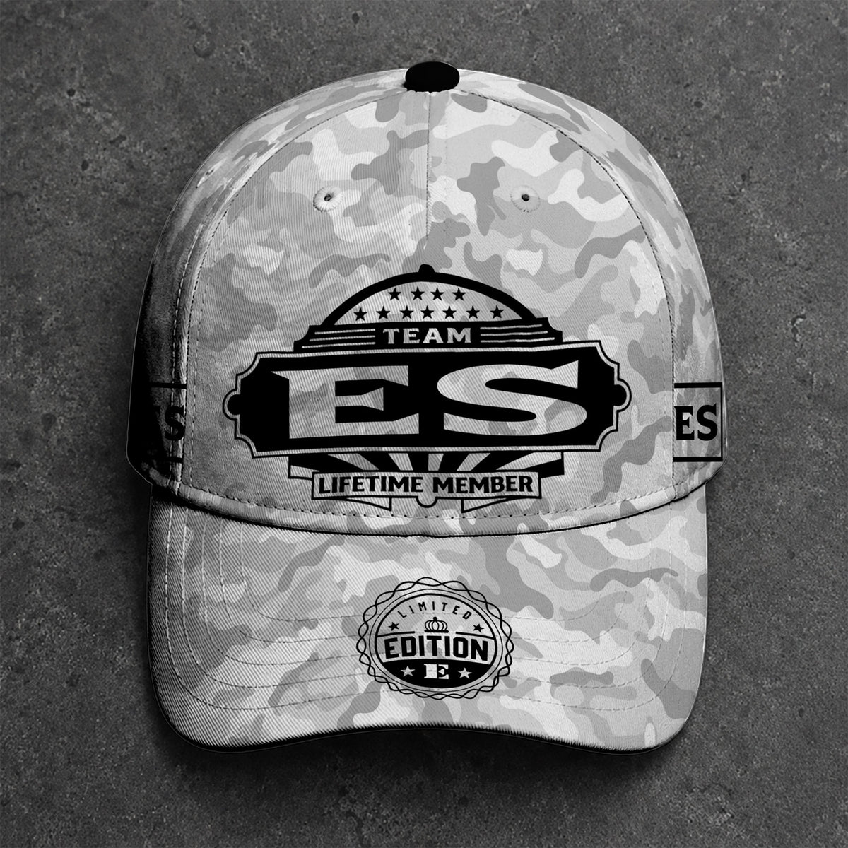 ES TC01 HH79 Team Your Name Hat, Personalized Camo Baseball Cap, Custom Family Gift, Gift for Him Her