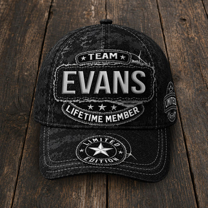 EVANS TC03 HH79  Personalized Black Camo Baseball Cap, Custom Name Family Hat