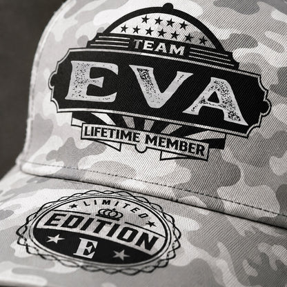 EVA TC01 HH79 Team Your Name Hat, Personalized Camo Baseball Cap, Custom Family Gift, Gift for Him Her