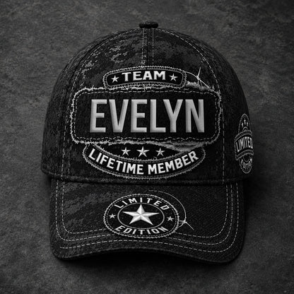 EVELYN TC03 HH79  Personalized Black Camo Baseball Cap, Custom Name Family Hat