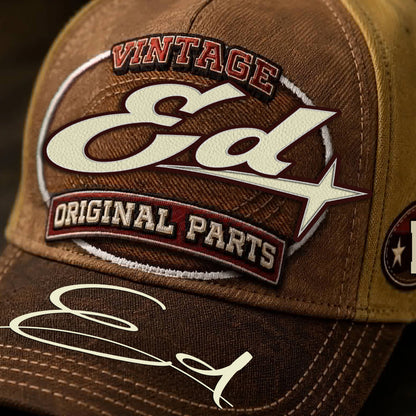ED TC02 HH79  Personalized Name Baseball Cap, Vintage Retro Hat, Custom Gift for Him & Her
