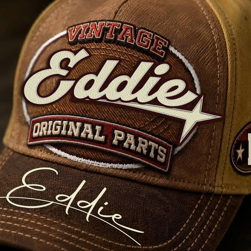 EDDIE TC02 HH79  Personalized Name Baseball Cap, Vintage Retro Hat, Custom Gift for Him & Her