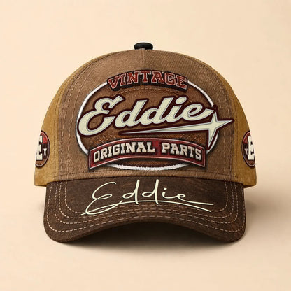 EDDIE TC02 HH79  Personalized Name Baseball Cap, Vintage Retro Hat, Custom Gift for Him & Her