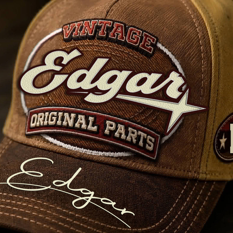 EDGAR TC02 HH79  Personalized Name Baseball Cap, Vintage Retro Hat, Custom Gift for Him & Her