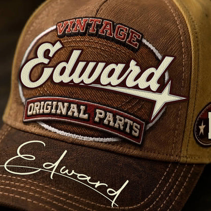 EDWARD TC02 HH79  Personalized Name Baseball Cap, Vintage Retro Hat, Custom Gift for Him & Her