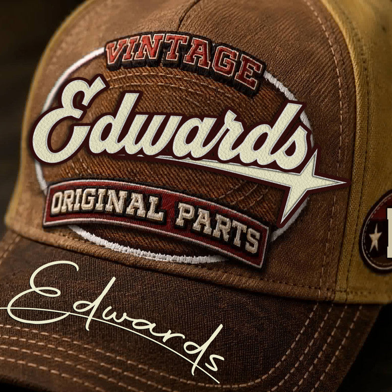 EDWARDS TC02 HH79  Personalized Name Baseball Cap, Vintage Retro Hat, Custom Gift for Him & Her