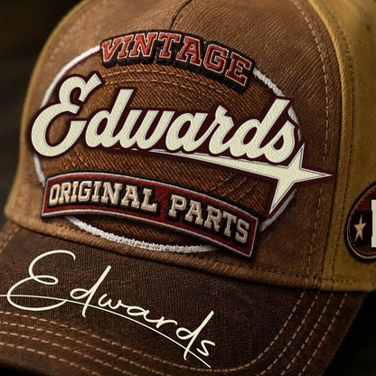 EDWARDS TC02 HH79  Personalized Name Baseball Cap, Vintage Retro Hat, Custom Gift for Him & Her