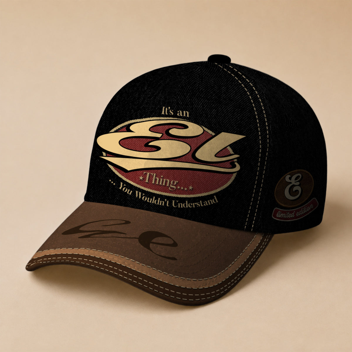 EL  TC06 HH79 Personalized Distressed Baseball Cap, Custom Retro Trucker Hat, Statement Dad Cap