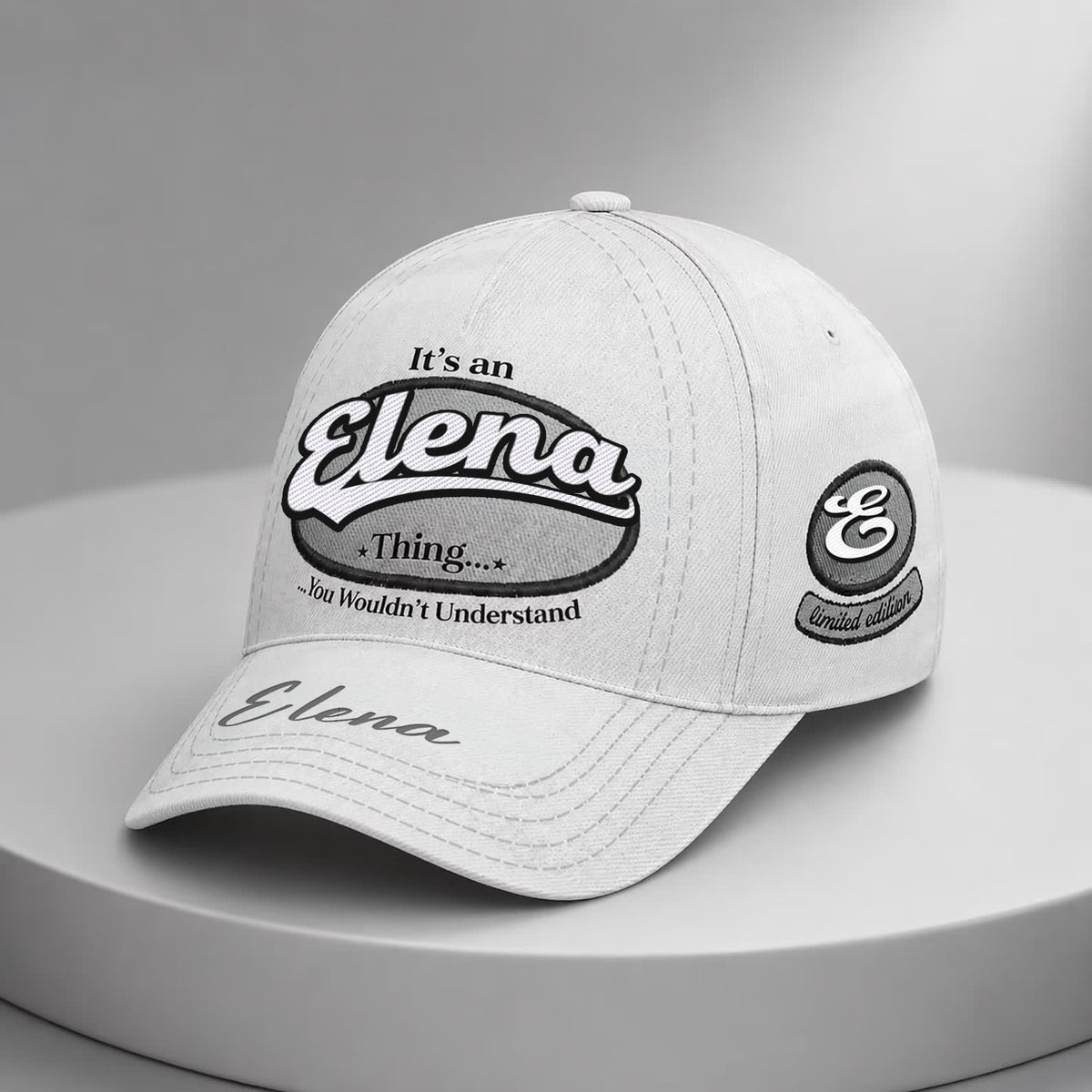 ELENA  TC05 HH79  Personalized Distressed Baseball Cap, Custom Retro Trucker Hat, Statement Dad Cap, White version