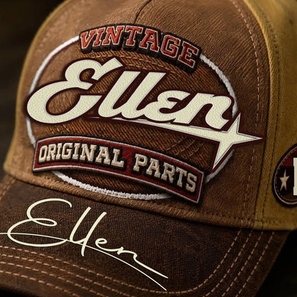 ELLEN TC02 HH79  Personalized Name Baseball Cap, Vintage Retro Hat, Custom Gift for Him & Her