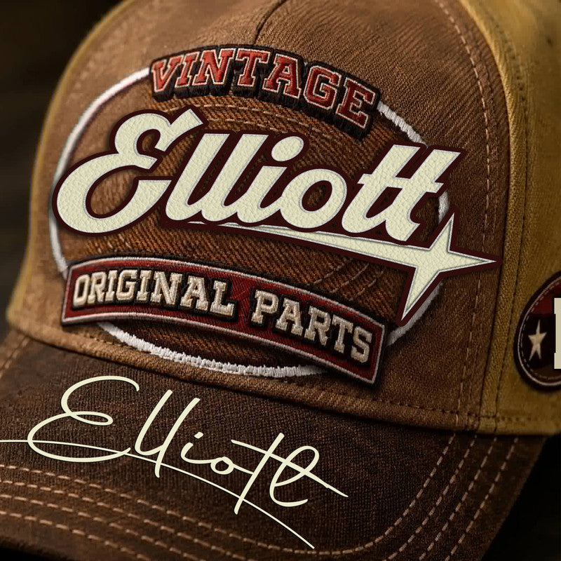 ELLIOTT TC02 HH79  Personalized Name Baseball Cap, Vintage Retro Hat, Custom Gift for Him & Her