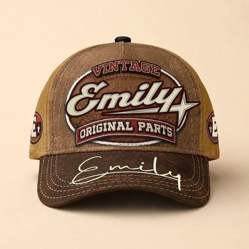 EMILY TC02 HH79  Personalized Name Baseball Cap, Vintage Retro Hat, Custom Gift for Him & Her