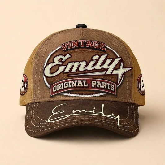 EMILY TC02 HH79  Personalized Name Baseball Cap, Vintage Retro Hat, Custom Gift for Him & Her