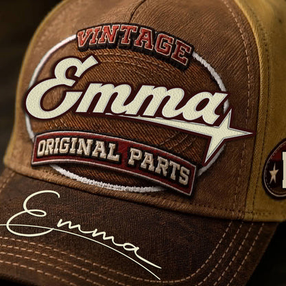 EMMA TC02 HH79  Personalized Name Baseball Cap, Vintage Retro Hat, Custom Gift for Him & Her