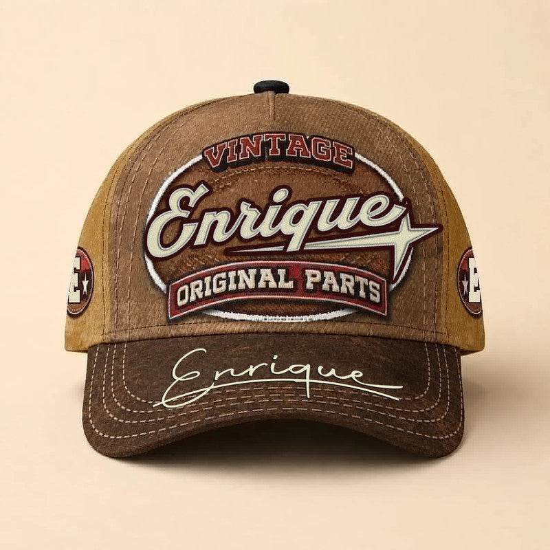 ENRIQUE TC02 HH79  Personalized Name Baseball Cap, Vintage Retro Hat, Custom Gift for Him & Her