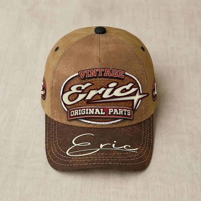 ERIC TC02 HH79  Personalized Name Baseball Cap, Vintage Retro Hat, Custom Gift for Him & Her
