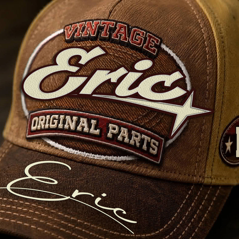 ERIC TC02 HH79  Personalized Name Baseball Cap, Vintage Retro Hat, Custom Gift for Him & Her