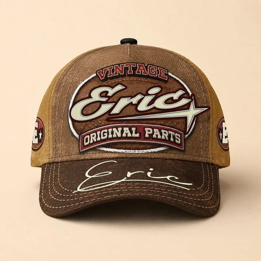 ERIC TC02 HH79  Personalized Name Baseball Cap, Vintage Retro Hat, Custom Gift for Him & Her