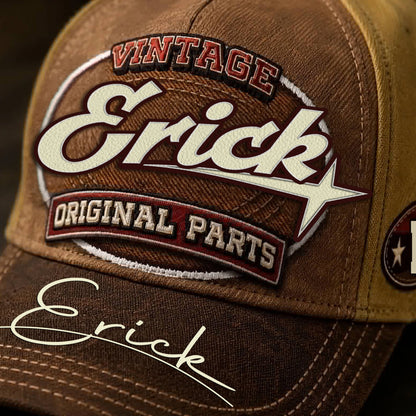 ERICK TC02 HH79  Personalized Name Baseball Cap, Vintage Retro Hat, Custom Gift for Him & Her