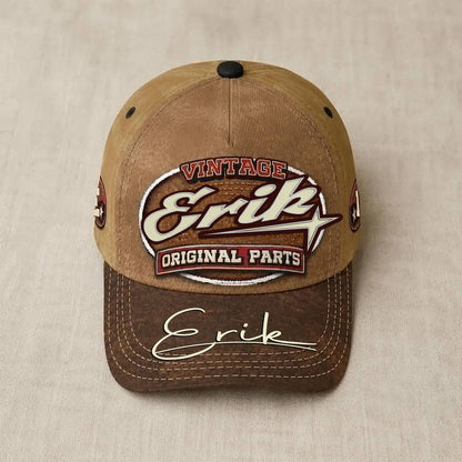ERIK TC02 HH79  Personalized Name Baseball Cap, Vintage Retro Hat, Custom Gift for Him & Her