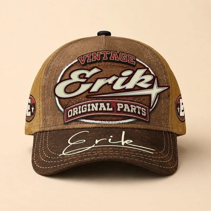 ERIK TC02 HH79  Personalized Name Baseball Cap, Vintage Retro Hat, Custom Gift for Him & Her