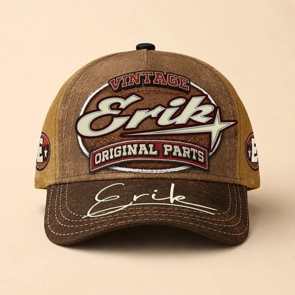 ERIK TC02 HH79  Personalized Name Baseball Cap, Vintage Retro Hat, Custom Gift for Him & Her